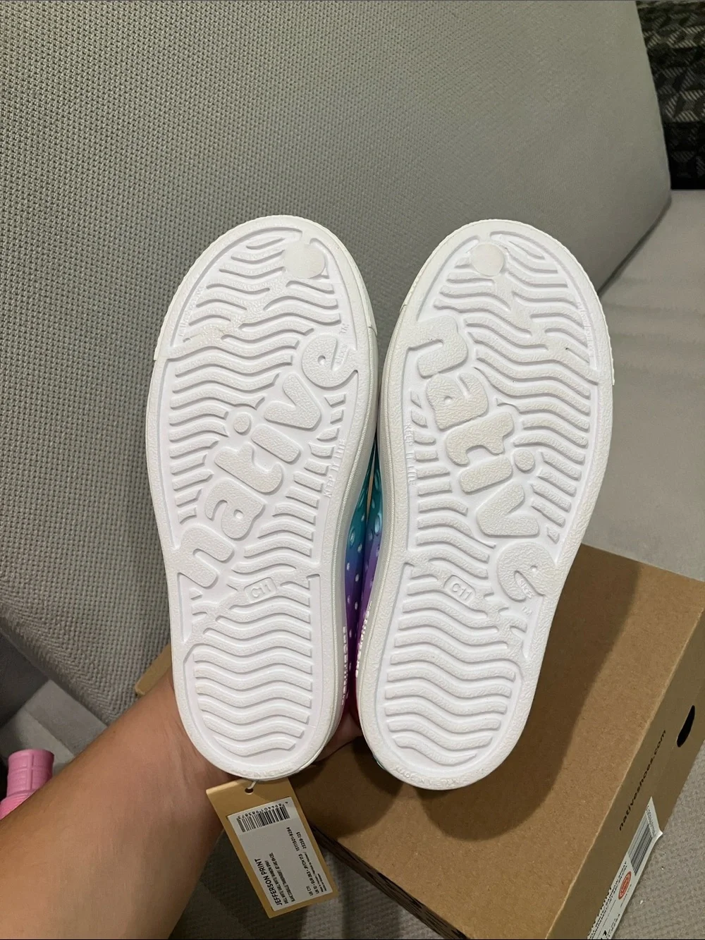 NEW IN BOX NATIVE Kids Rainbow Gradient Slip-On Shoes - Multi SIZE C11